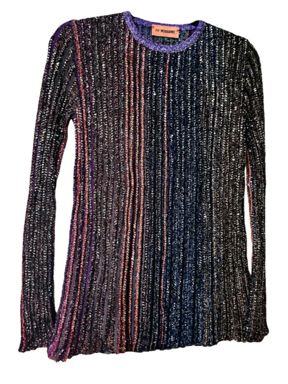 Missoni Black Multicolor Metallic Ribbed Top